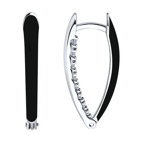 Серьги из серебра с фианитами и эмалью (Арт.94-120-01883-1)