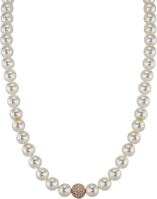Ожерелье из серебра с жемчугом и куб. цирконием (Арт.91l-rk-1)