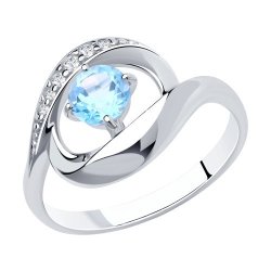 Кольцо из серебра с топазом и фианитами (Арт.94-310-00695-1)