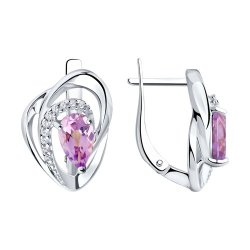 Серьги из серебра с аметистами и фианитами (Арт.94-320-00630-3)