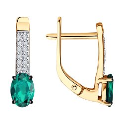 Серьги из золота с бриллиантами и изумрудами (Арт.51-220-02312-2)