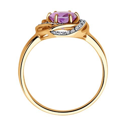 Кольцо золотое с аметистом и фианитами «Вихрь Лиловый» Соколов (арт.51-310-02281-4)