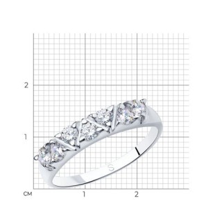 Кольцо из серебра с фианитами «Сияние линии» Соколов (арт.94012356)