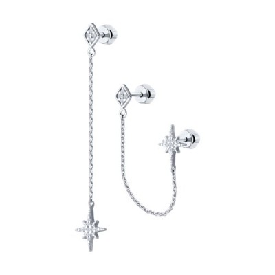 Серьги из серебра с фианитами «Северная звезда» Соколов (арт.94026679)