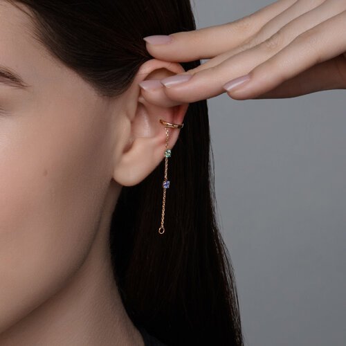 Серьга золотая с топазом «Мистический росчерк» Соколов (арт.7-170004)