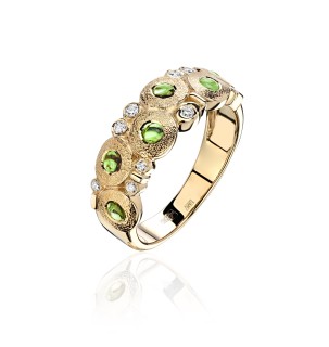 Кольцо золото с бриллиантами и хризолитами «Symphony Verde» Estet (арт.01К6314106-7)