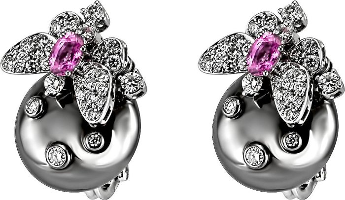 Серьги из белого золота с бриллиантом и сапфиром (Арт.er_5203_b04)