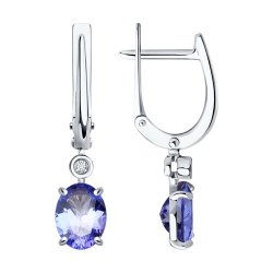 Серьги из белого золота с бриллиантами и танзанитами (Арт.6024379-3)