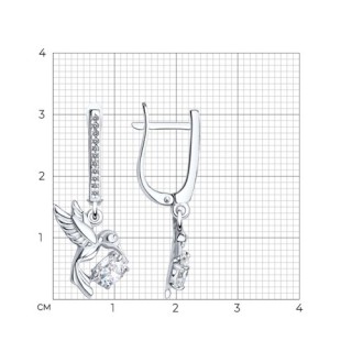 Серьги из серебра с фианитами «Колибри света» Соколов (арт.94022805)