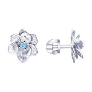 Серьги из серебра с фианитом «Нежный цветок» Соколов (арт.94023190)