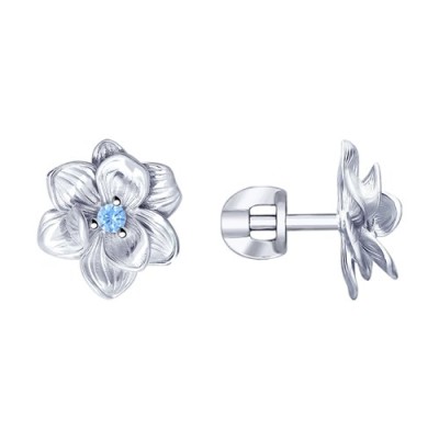 Серьги из серебра с фианитом «Нежный цветок» Соколов (арт.94023190)