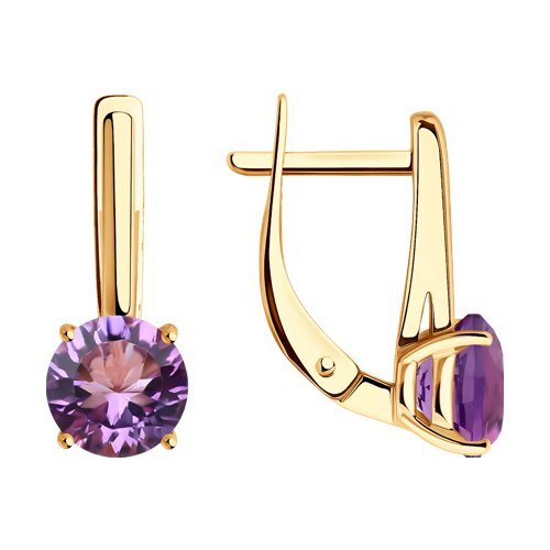 Серьги золотые пробы 585 с аметистом (Арт.728950)