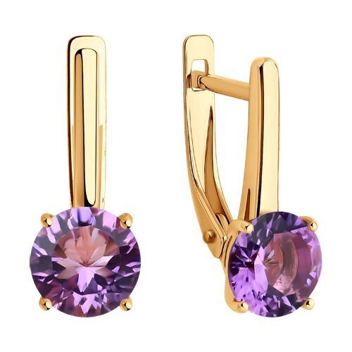 Серьги золотые пробы 585 с аметистом (Арт.728950)