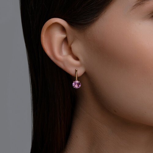 Серьги золотые пробы 585 с аметистом (Арт.728950)