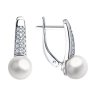 Серьги из серебра с жемчугом и фианитами (Арт.94023485)