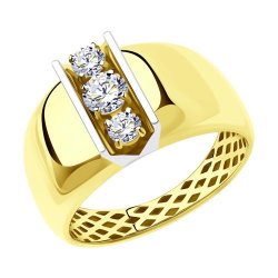Кольцо из желтого золота с фианитами (Арт.018377-2)