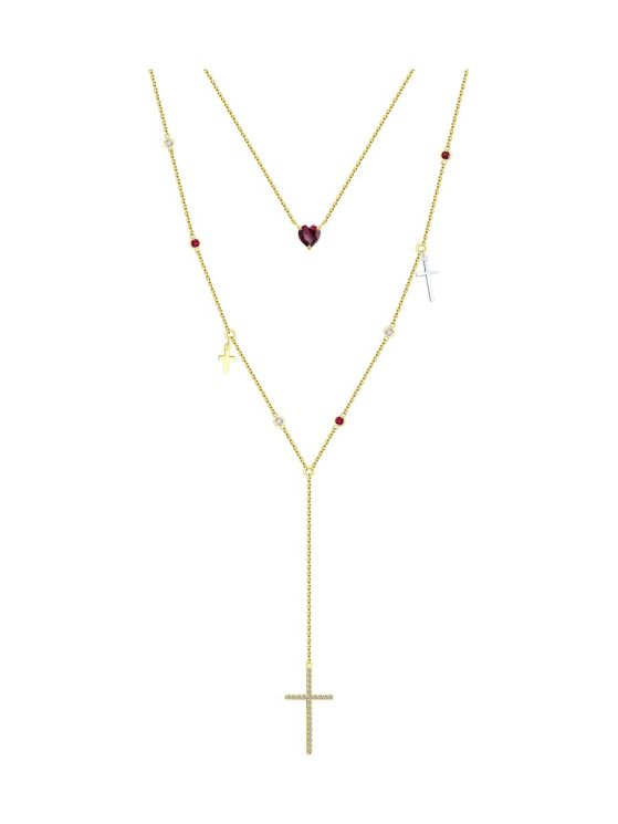 Колье золотое пробы 585 с миксом камней (Арт.770502-2)