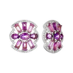 Серьги из серебра с аметистом и куб. цирконием (Арт.as-e06341-x-w-pur-x-w)