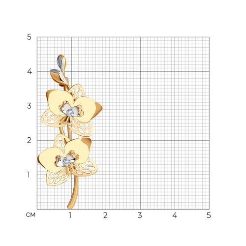 Брошь из золота с фианитами (Арт.040319)