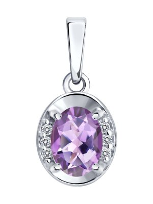 Подвеска из серебра с аметистом и фианитами (Арт.92030865)