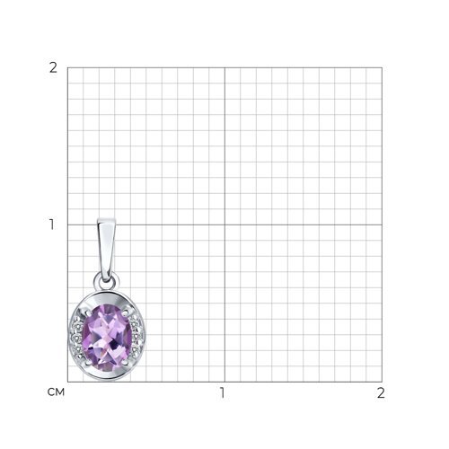 Подвеска из серебра с аметистом и фианитами (Арт.92030865)
