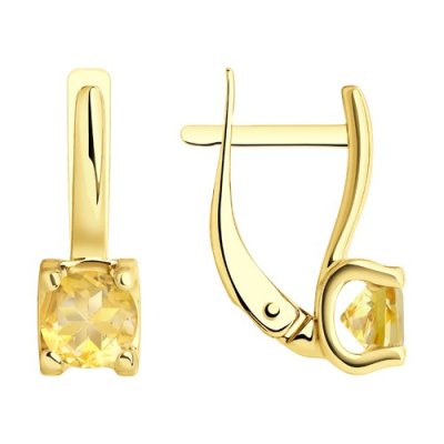 Серьги золото 585 с лимонным кварцем «Солнечный Шарм» Соколов (арт.727987-2)