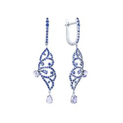 Серьги из белого золота с сапфиром и танзанитом (Арт.e12005s-tzn_sr_sa_ta_wg)