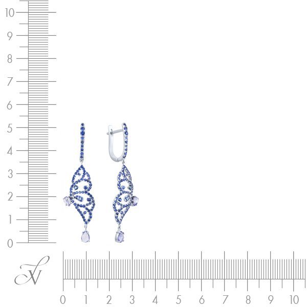 Серьги из белого золота с сапфиром и танзанитом (Арт.e12005s-tzn_sr_sa_ta_wg)