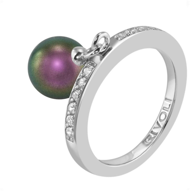 Кольцо из серебра с жемчугом и кристаллом swarovski (Арт.zar-14-8-19-s)