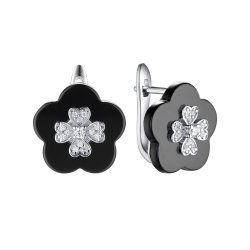 Серьги из серебра с керамикой и фианитом (Арт.tc-e00186-b-w-x-x-w)