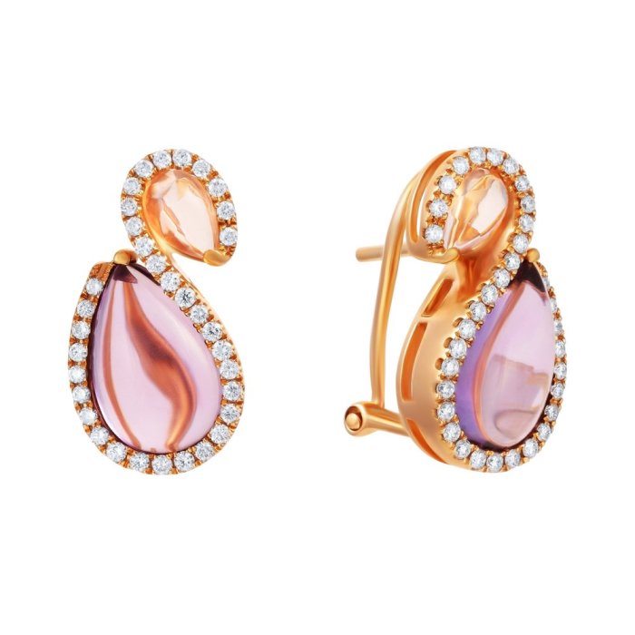 Серьги из золота с аметистом и бриллиантом (Арт.e30826_sr_am_rq_pink)