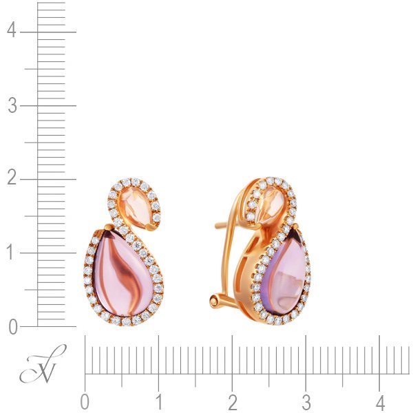 Серьги из золота с аметистом и бриллиантом (Арт.e30826_sr_am_rq_pink)