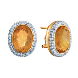 Серьги из золота с бриллиантом и цитрином (Арт.e36645a0f_sr_ct_yg)