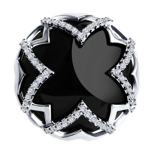 Кольцо из серебра с агатом и фианитами (Арт.83010069)