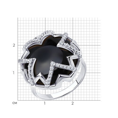 Кольцо из серебра с агатом и фианитами (Арт.83010069)