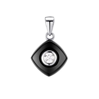 Кулон из серебра с керамикой и фианитом «Ceramic Noir» Fresh Jewelry (арт.TC-P01144-B-W-W-X-X)