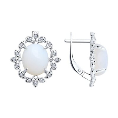 Серьги из серебра с опалитами и фианитами (Арт.83020316)