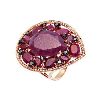 Кольцо из золота с бриллиантом и корундом (Арт.hf04691r-r-rbd_db_cr_pink)