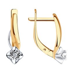 Серьги из золочёного серебра с бриллиантами (Арт.87020056)