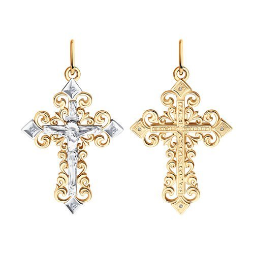 Крест из комбинированного золота с бриллиантами (Арт.1120010)