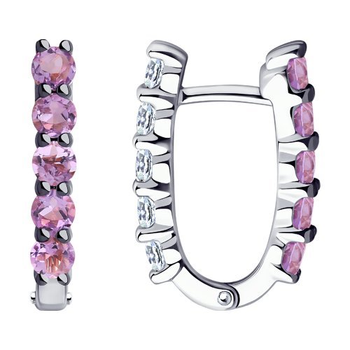 Серьги из серебра с аметистами и фианитами (Арт.92022237)