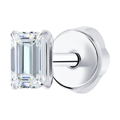 Серьга из белого золота с бриллиантом выращенным (Арт.1170032-3-5)