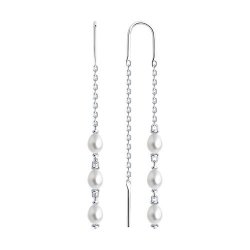 Серьги из серебра с жемчугом (Арт.92022540)