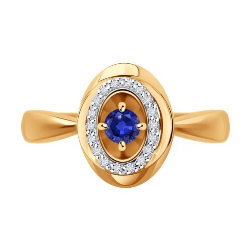 Кольцо из золота с бриллиантами и сапфиром «Синева чарующая» Соколов (арт.2011268)