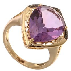 Кольцо из золота с аметистом и бриллиантом (Арт.r01495am4yt_ko_dg_am_yg)