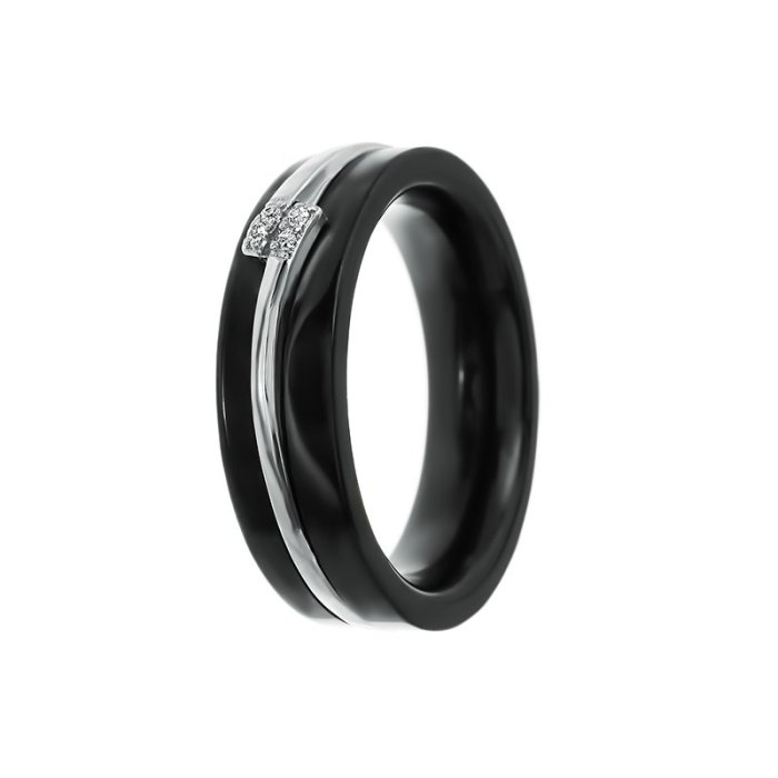 Кольцо из серебра с керамикой и фианитом (Арт.tc-r00674-b-w-x-x-w)
