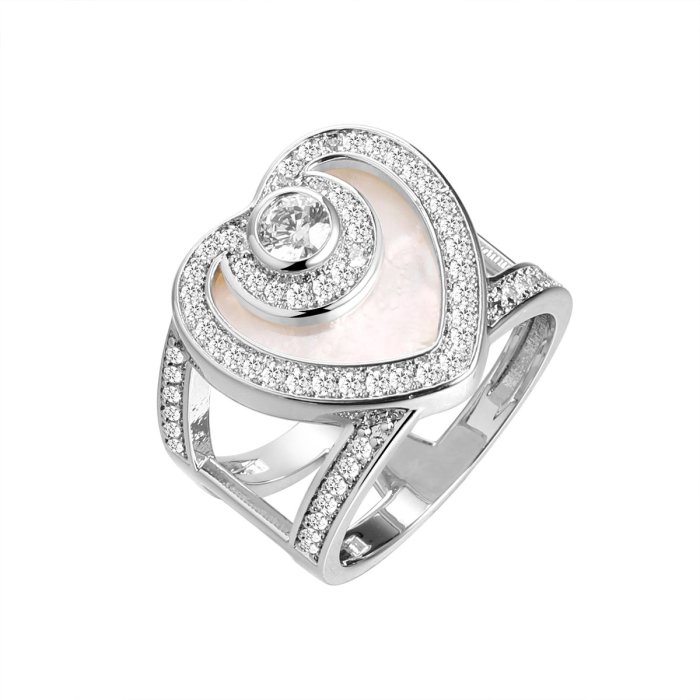 Кольцо из серебра с жемчугом и фианитом (Арт.pi-r05154-x-w-pn-x-w)