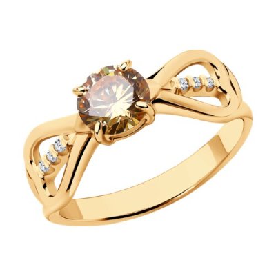 Кольцо из золочёного серебра с фианитами (Арт.93-110-01551-2)