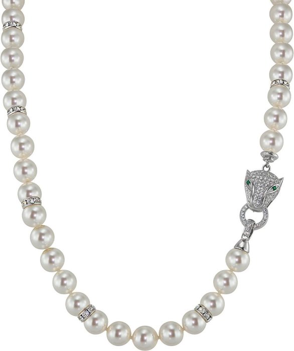 Ожерелье из серебра с жемчугом и куб. цирконием (Арт.122l-fp-sr5-1)