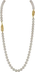Ожерелье из серебра с жемчугом и кристаллом swarovski (Арт.26l-p36-g-1)